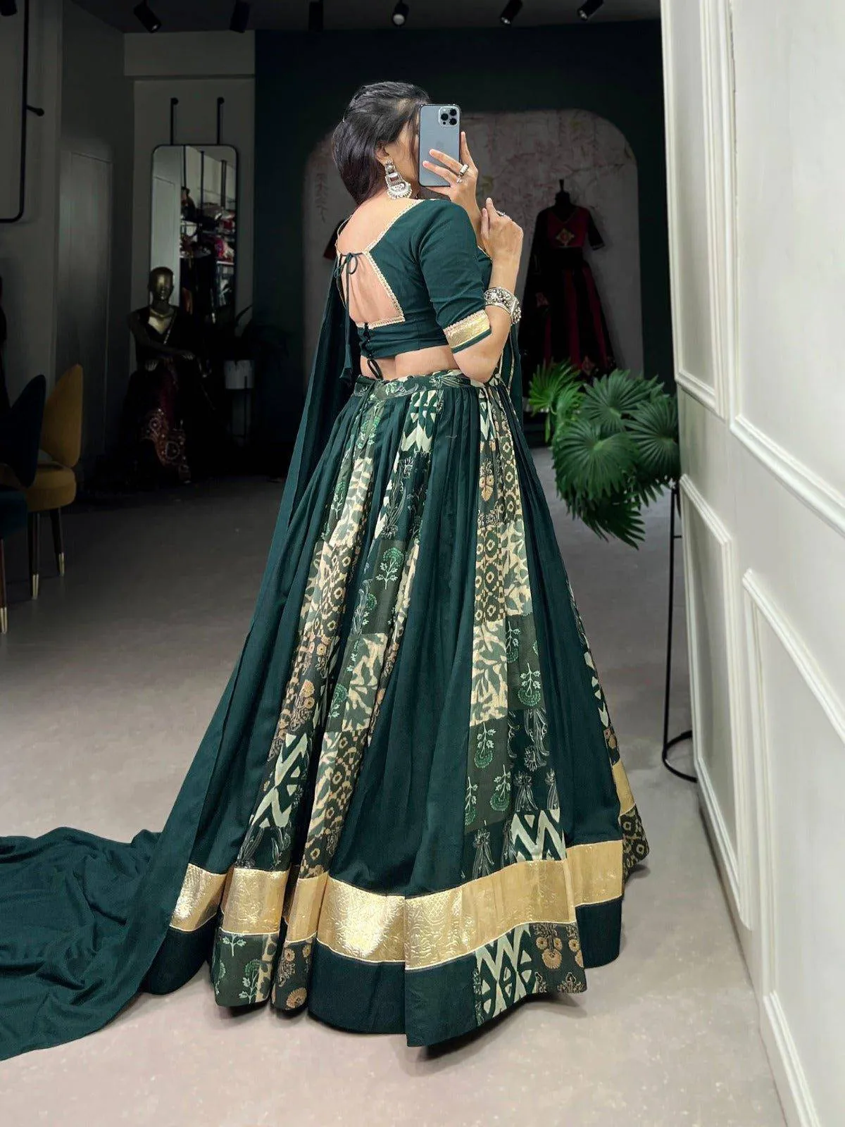 Plain And Printed  Rayon Tussar Lehenga Choli Set