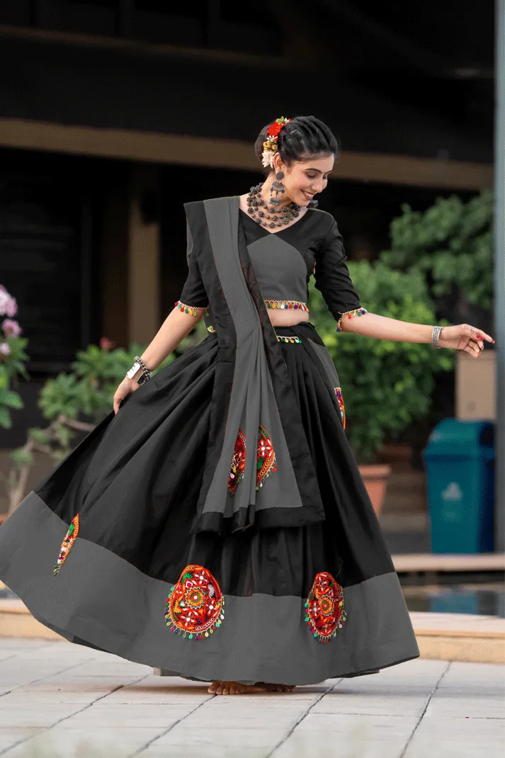 Pure Cotton Black Chaniya Choli For Navratri