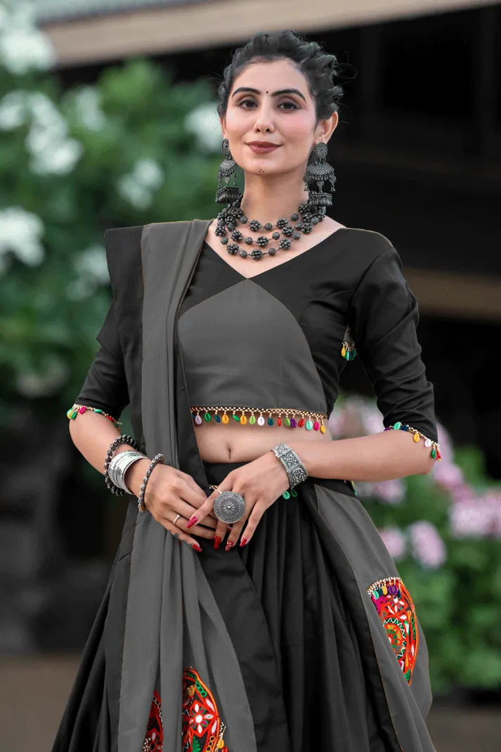 Pure Cotton Black Chaniya Choli For Navratri