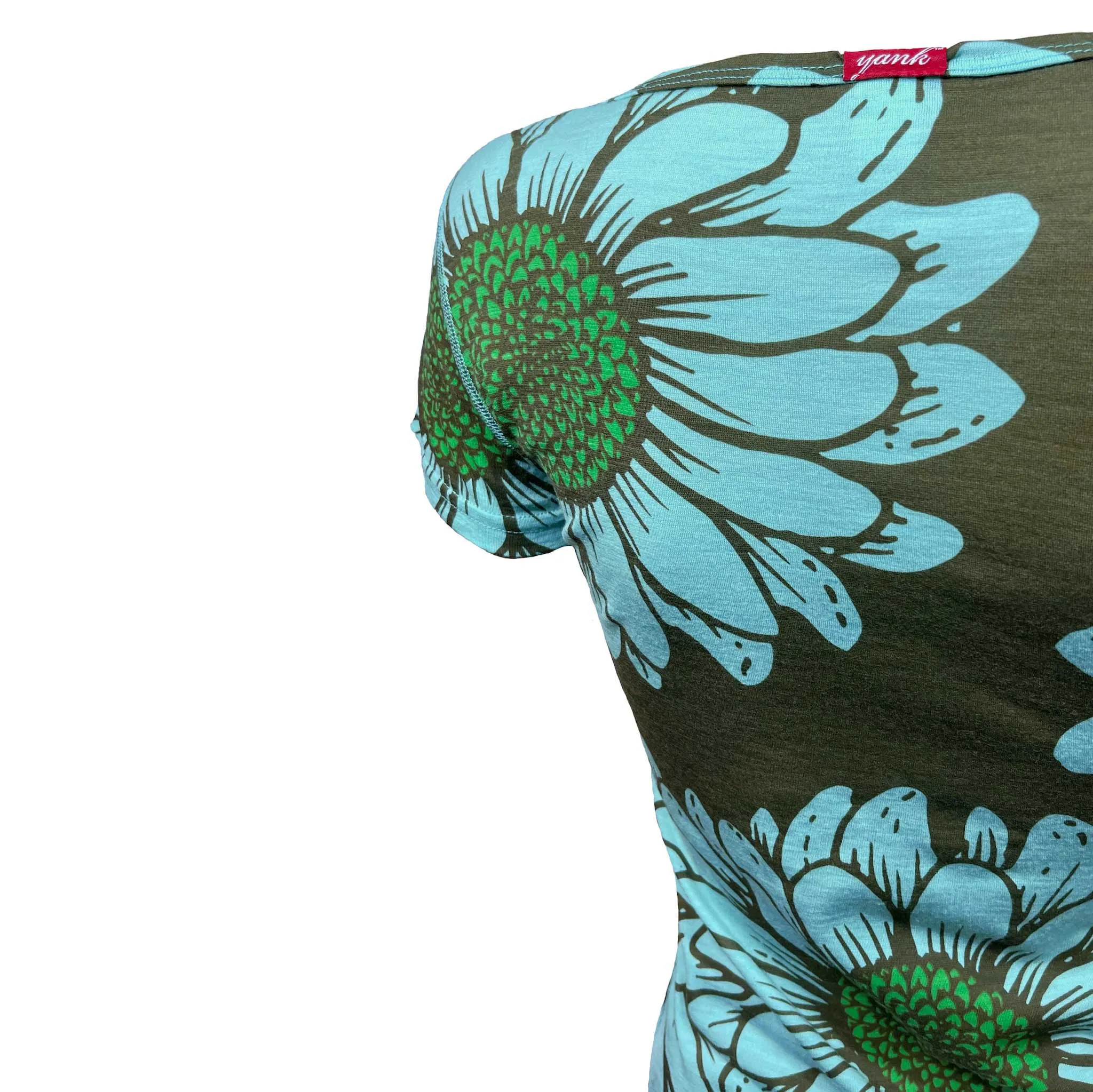 SECONDS Women's Flower Power Merino Scoop Neck Tee | Minty As