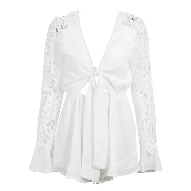 Sexy V Neck lace Summer Jumpsuit Romper