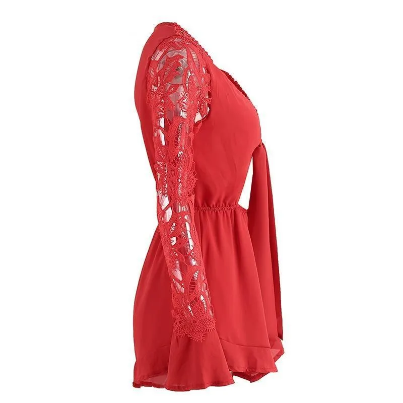 Sexy V Neck lace Summer Jumpsuit Romper