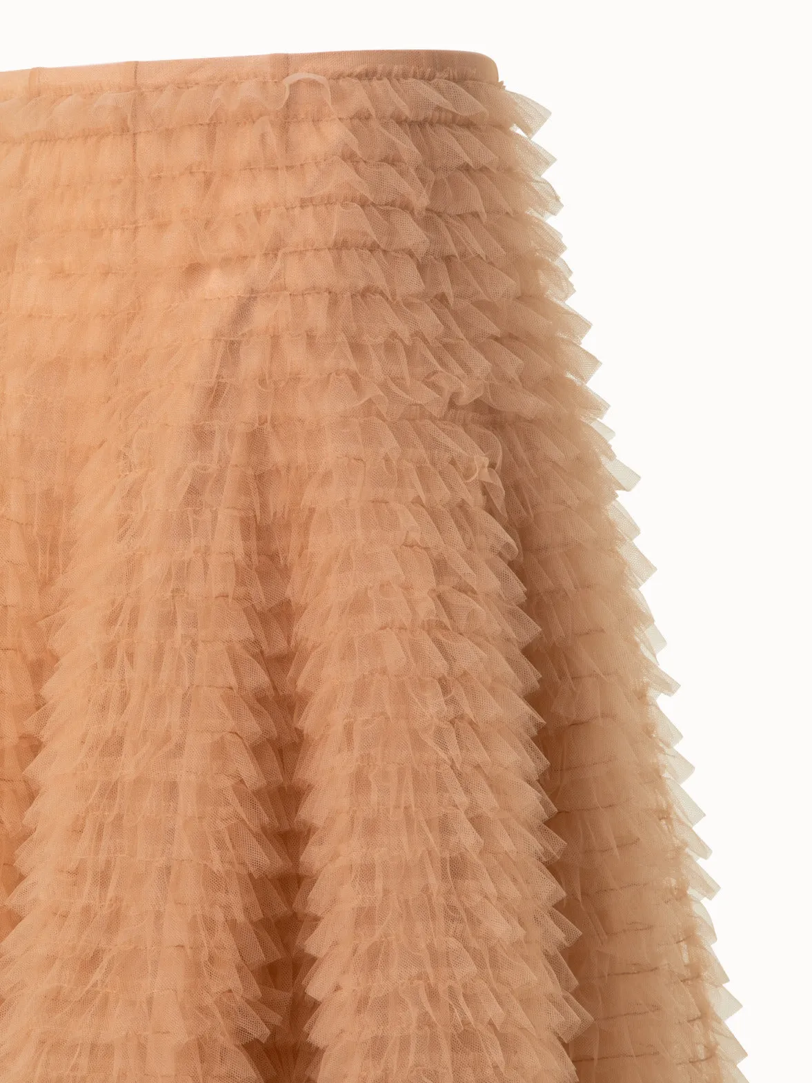 Short A-Line Ruched Tulle Skirt