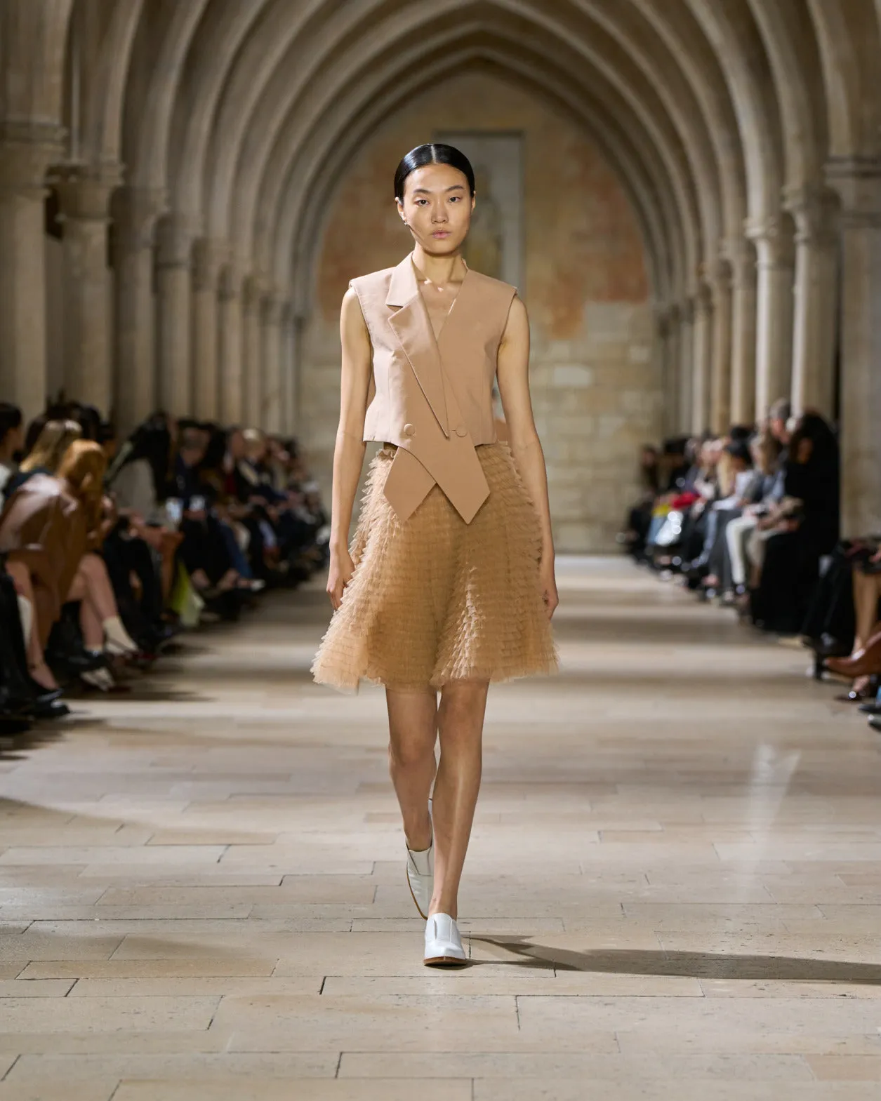 Short A-Line Ruched Tulle Skirt