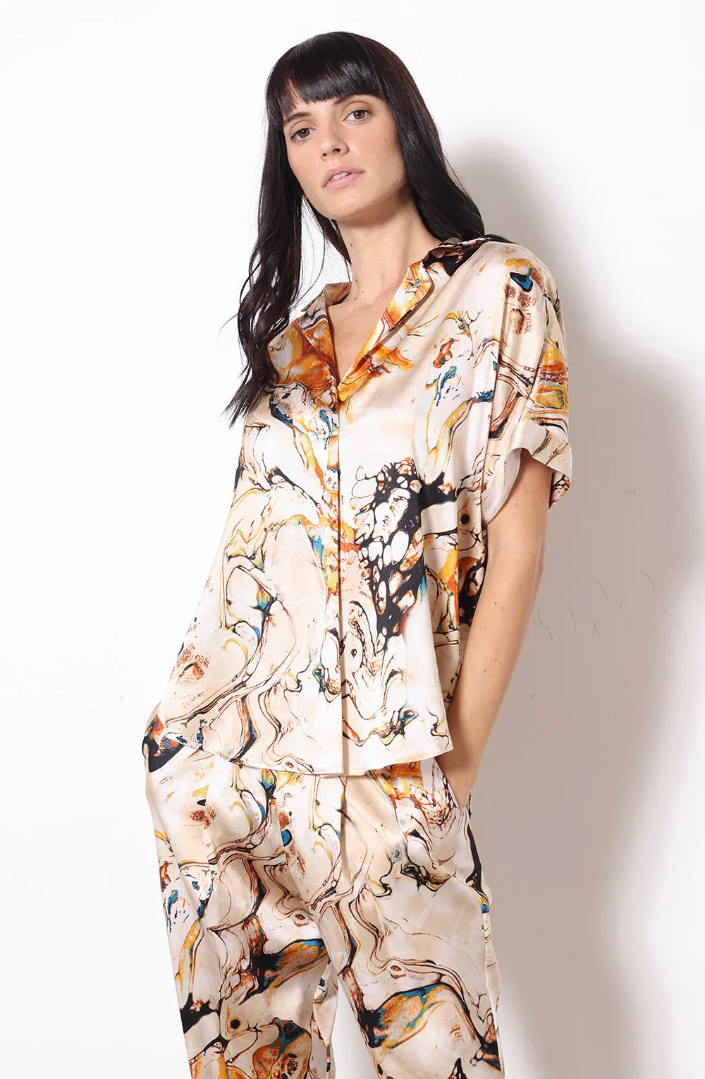 Short Sleeve Blouse   Marble