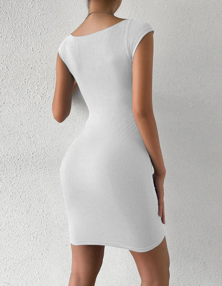 Solid-color Strap Backless Nightclub Short Bodycon Dresses