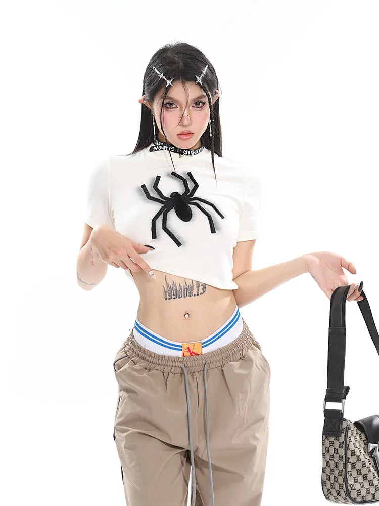 Stacia Solid Color High Waist Pleated Drawstring Straight Leg Parachute Crago Pants