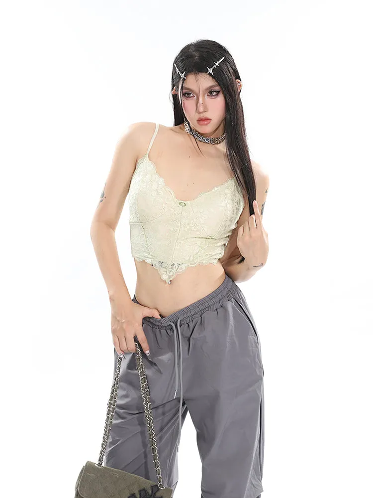 Stacia Solid Color High Waist Pleated Drawstring Straight Leg Parachute Crago Pants