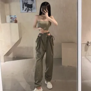 Streetwear Women's Cargo Harem Pants Hip Hop High Waist Casual Female Track Pants Joggers Trousers Fashion Harajuku Women Pants