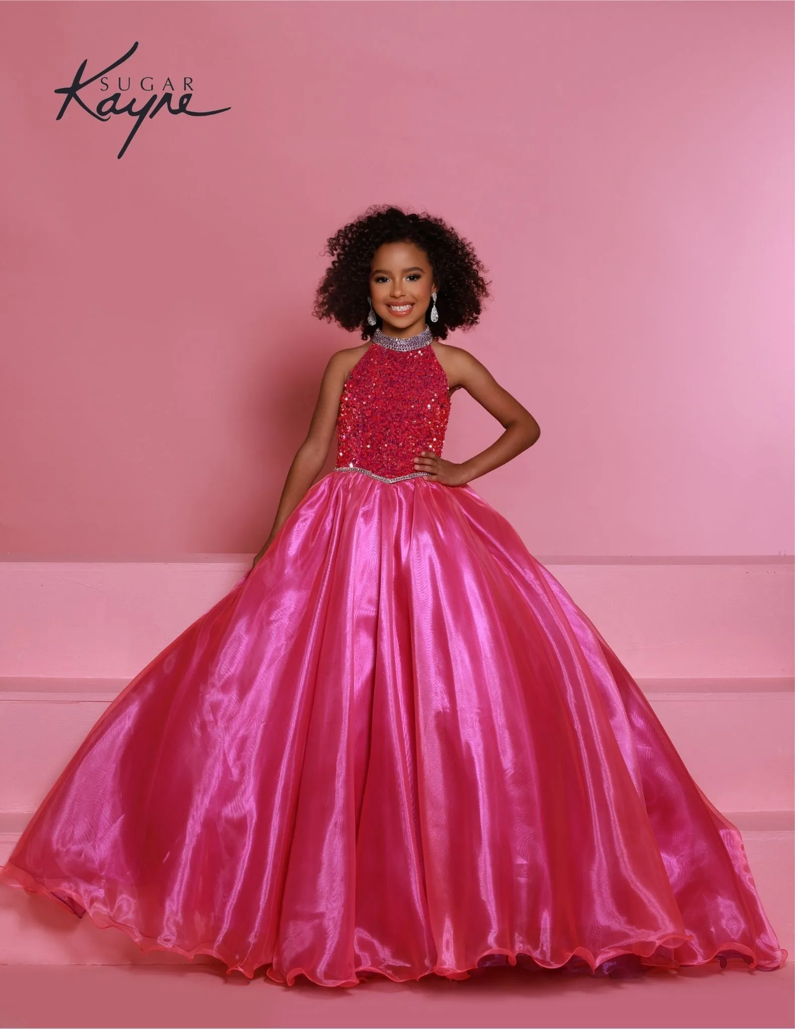 Sugar Kayne C302 Size 6 Unicorn Sequin velvet girls ballgown shimmer pageant dress high neck