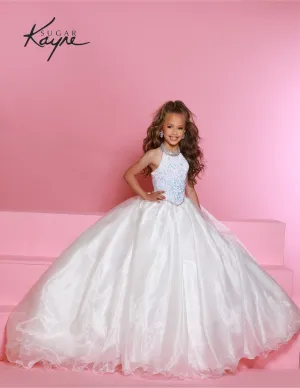 Sugar Kayne C302 Size 6 Unicorn Sequin velvet girls ballgown shimmer pageant dress high neck