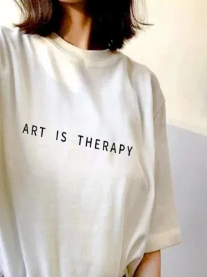 SXV  'art is therapy’ Printed Cool Aesthetic Oversized T-shirt