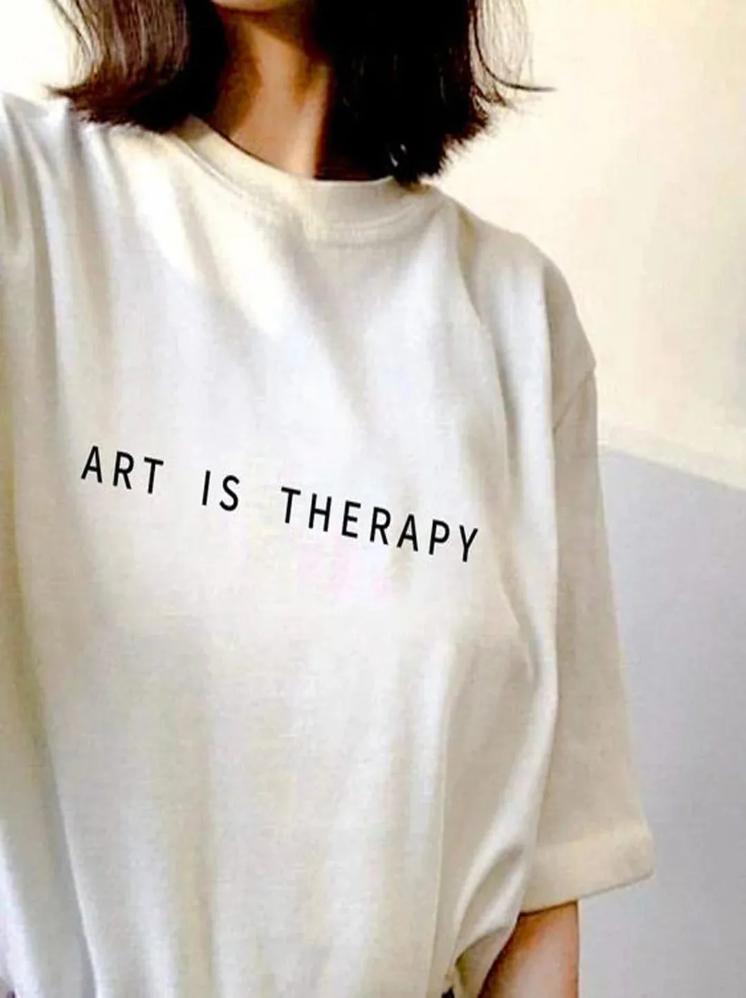 SXV  'art is therapy’ Printed Cool Aesthetic Oversized T-shirt