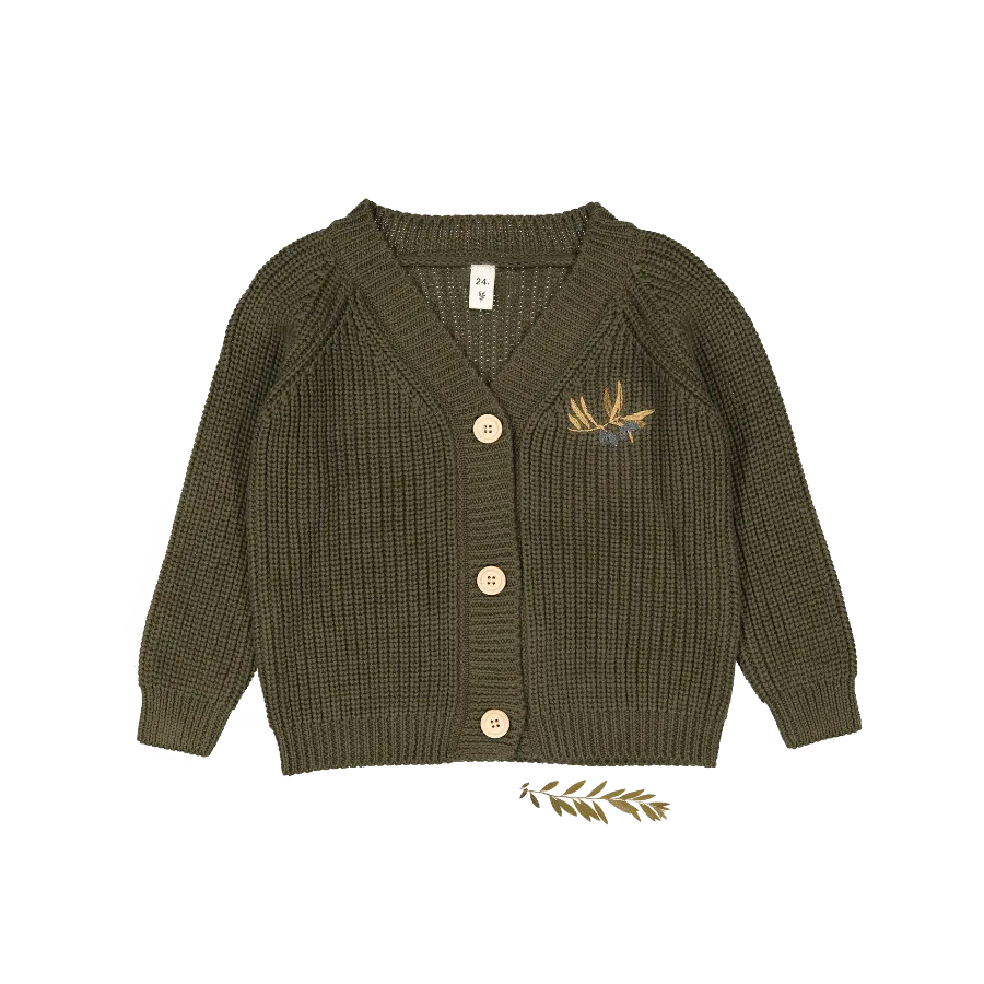The Chunky Knit Cardigan - Olive Moss