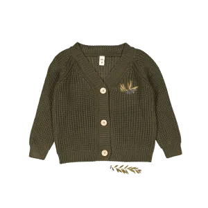 The Chunky Knit Cardigan - Olive Moss