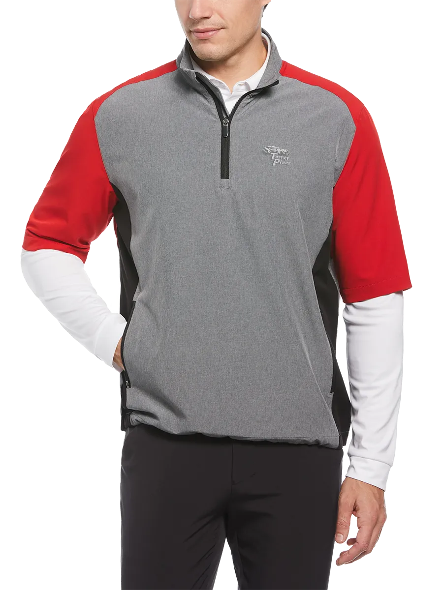 Torrey Pines Men's Half Sleeve Heather Blocked Half Zip Pullover