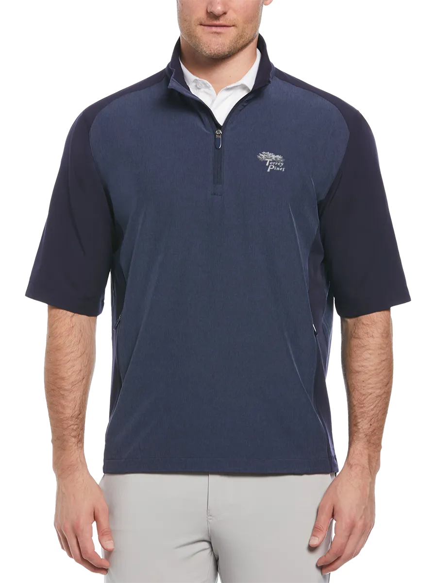 Torrey Pines Men's Half Sleeve Heather Blocked Half Zip Pullover
