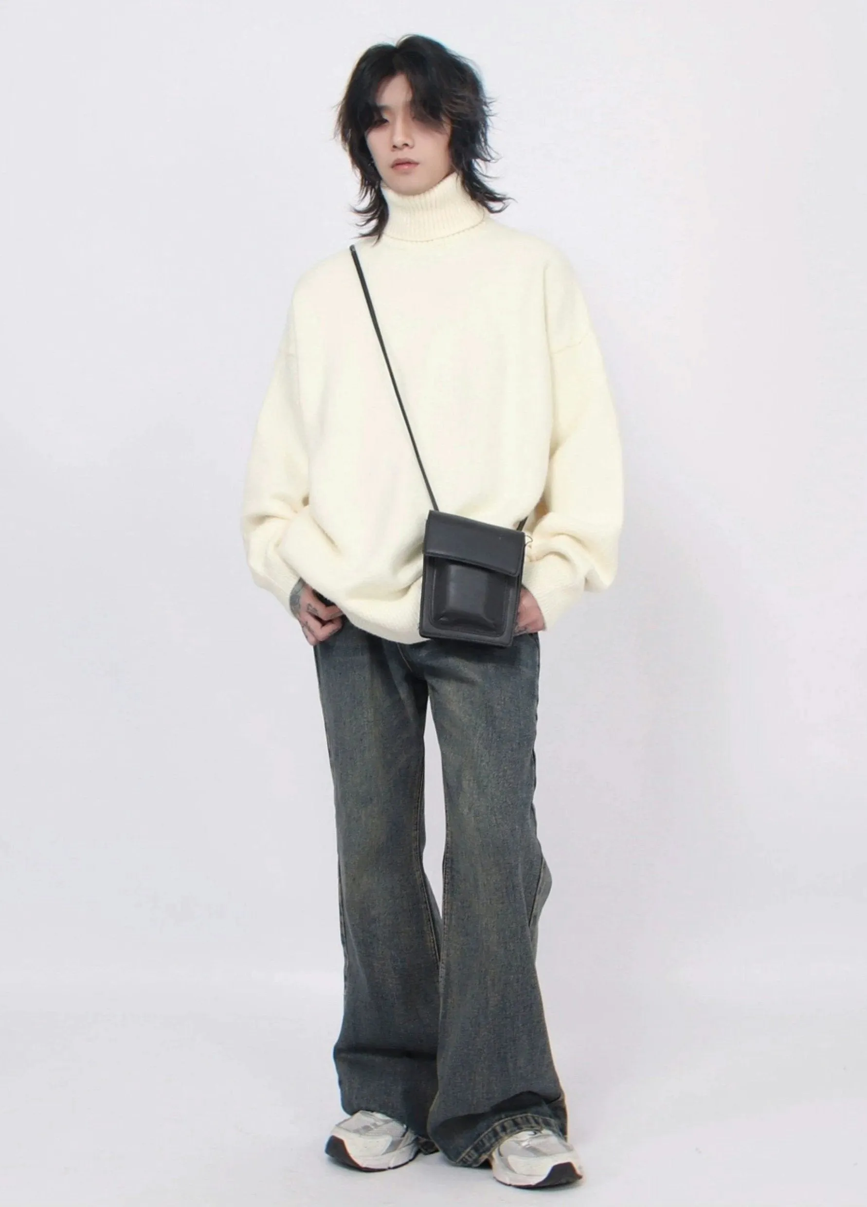 Turtleneck Drop Shoulder Oversized Sweater