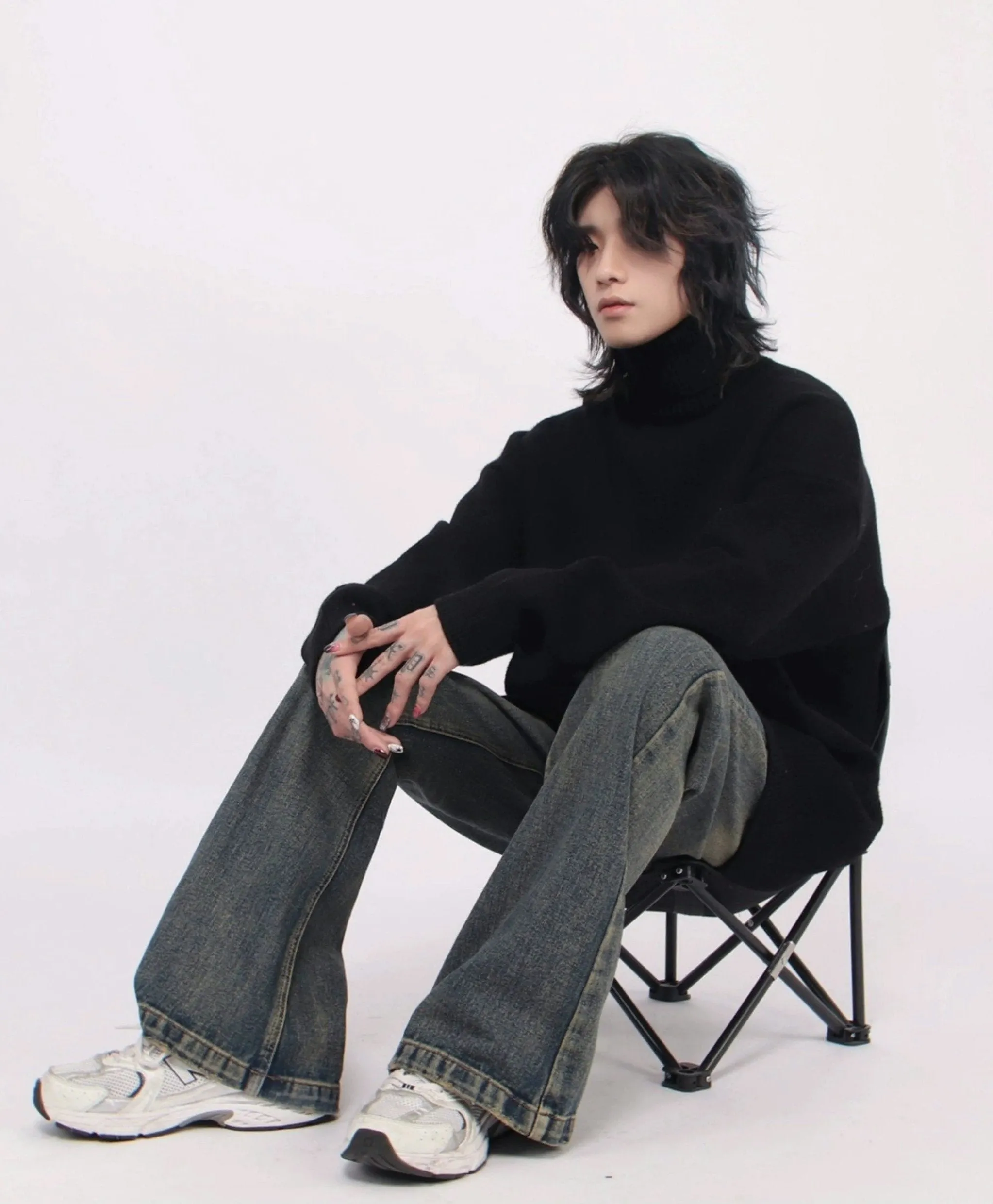 Turtleneck Drop Shoulder Oversized Sweater
