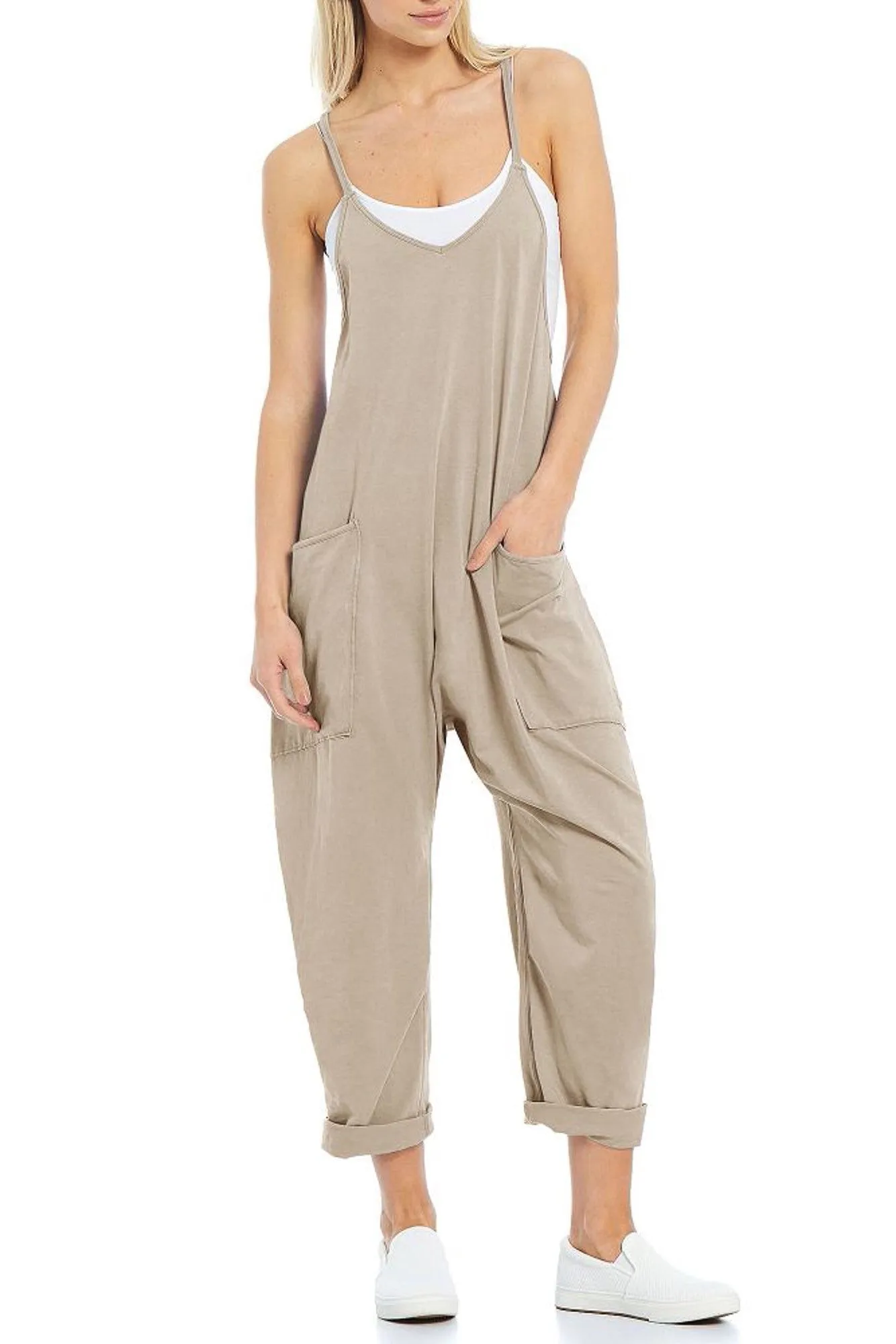 V Neck Loose Jumpsuit