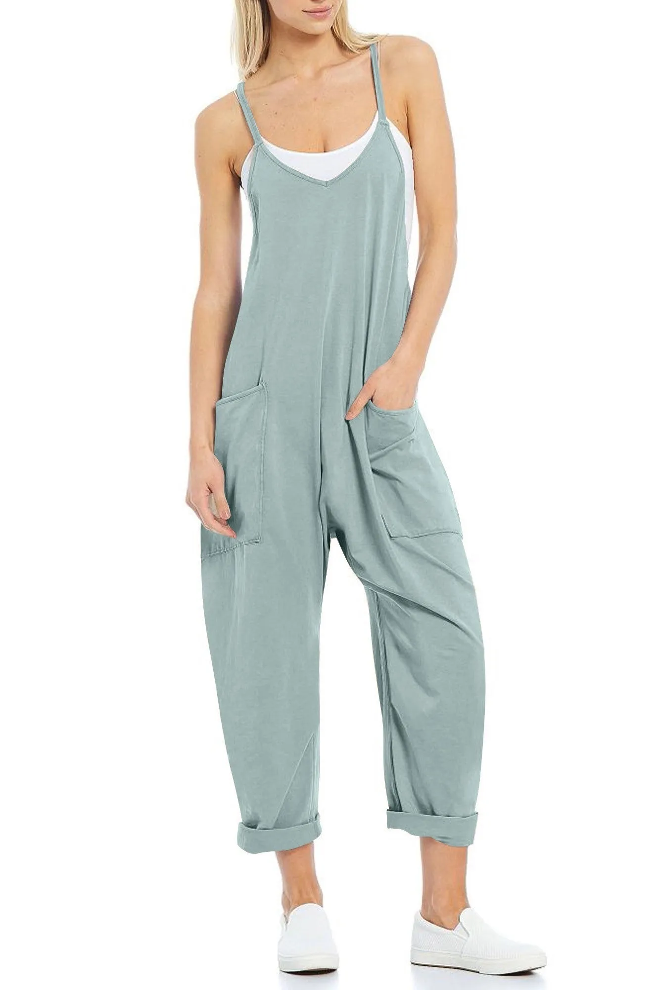 V Neck Loose Jumpsuit