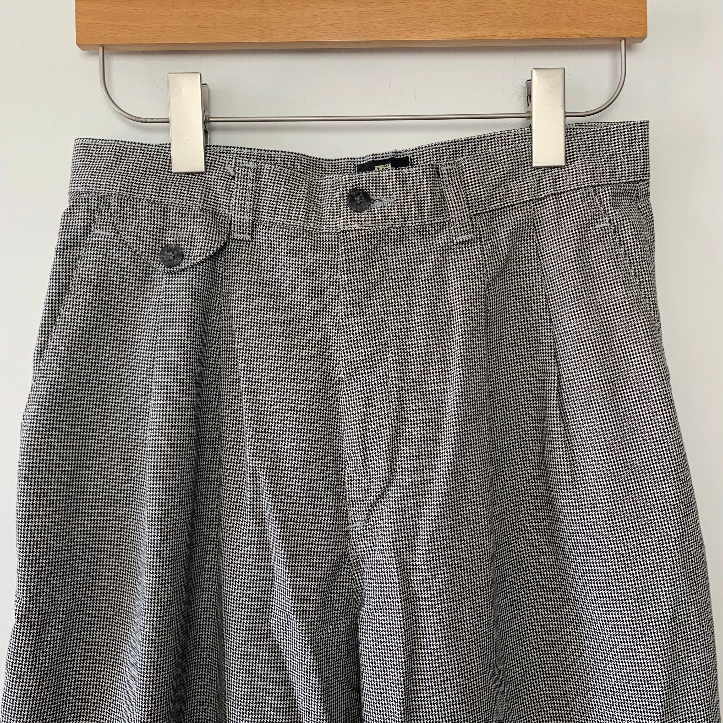 Vintage 90s Lee Casuals Houndstooth Trouser Pants Straight Leg Pleated Front 12