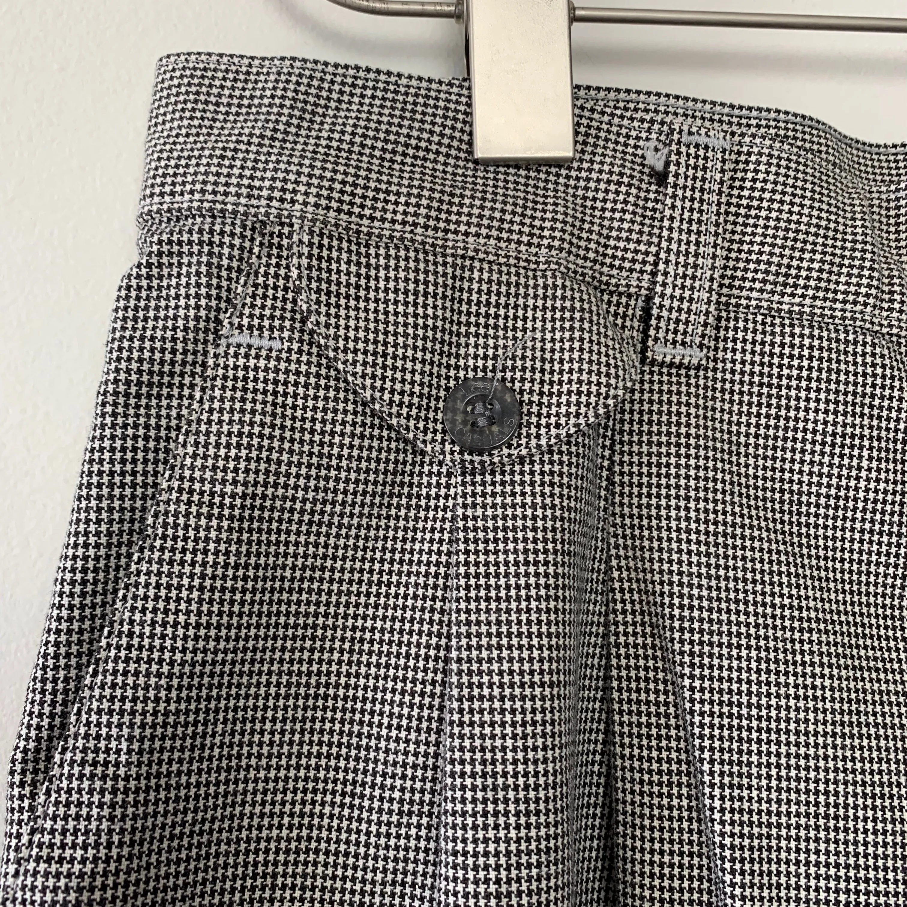 Vintage 90s Lee Casuals Houndstooth Trouser Pants Straight Leg Pleated Front 12