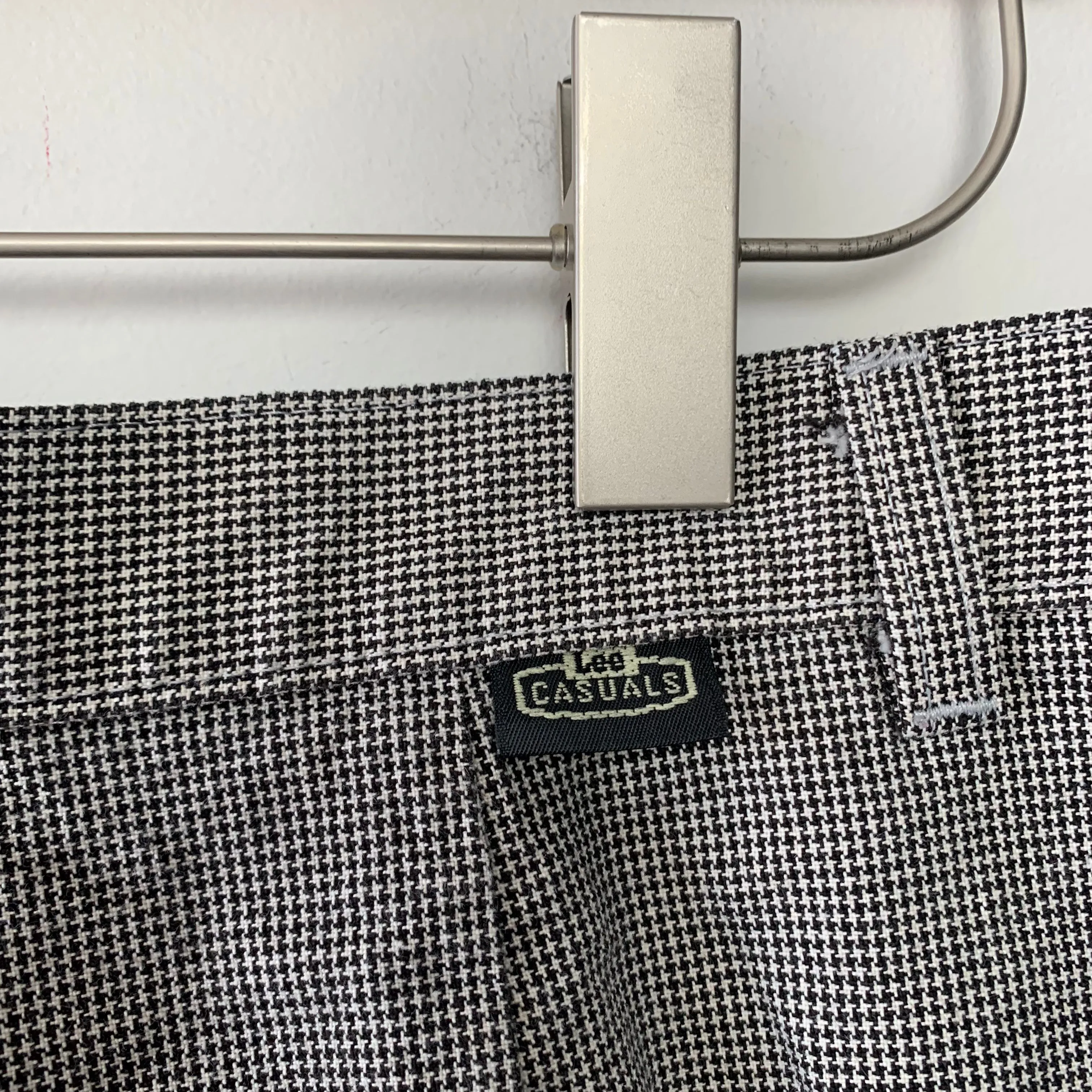 Vintage 90s Lee Casuals Houndstooth Trouser Pants Straight Leg Pleated Front 12